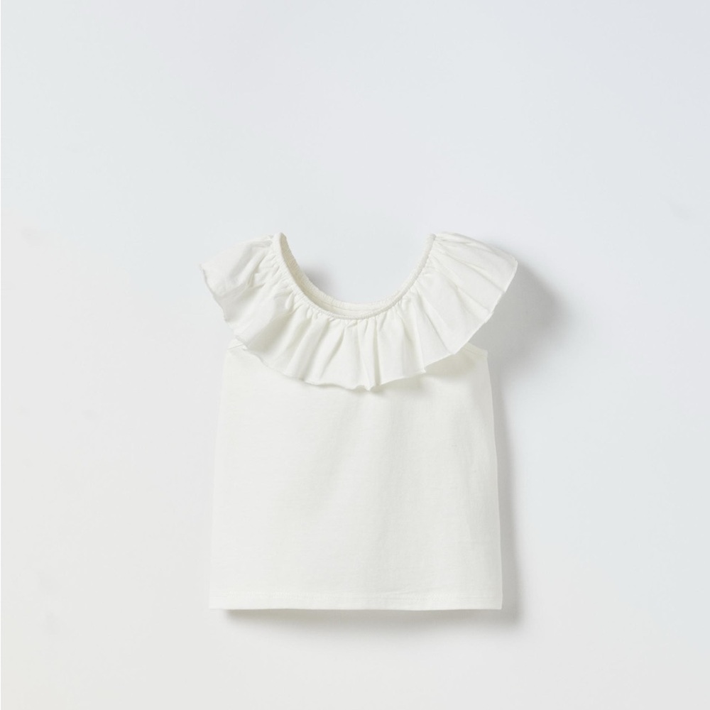 Zara White Ruffled Top Tank Shirt. Size 2-3